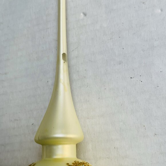 Christmas by Krebs 13" Finial Pearl Christmas Tree Tree Topper Gold Lace Glitter - Picture 3 of 6